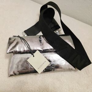 All Saints Ezra Quilted Silver Crossbody Bag